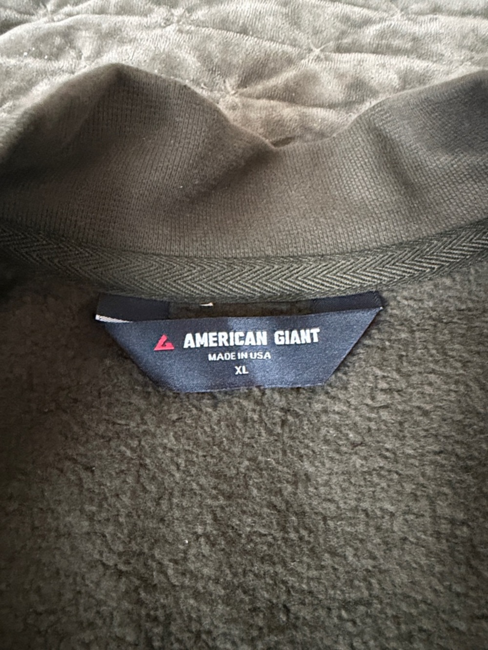 American Giant Mens Fleece Bomber Jacket Olive Green size XL zip up - Picture 7 of 11